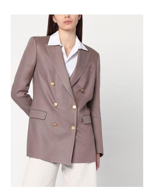 Tagliatore Purple Double-Breasted Linen Jacket