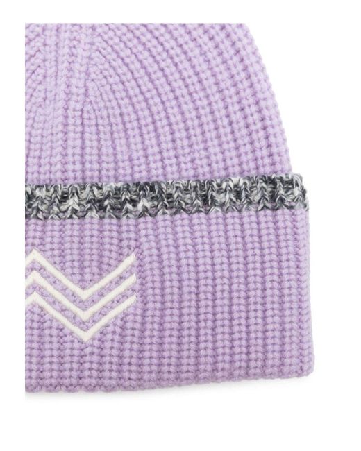 Missoni Purple Zig Zag Wool Beanie Hat