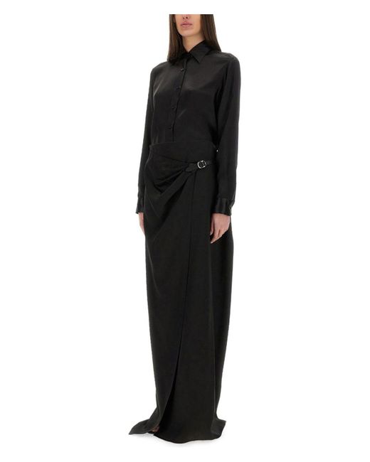 Tom Ford Black Maxi Wrap Skirt With Belt