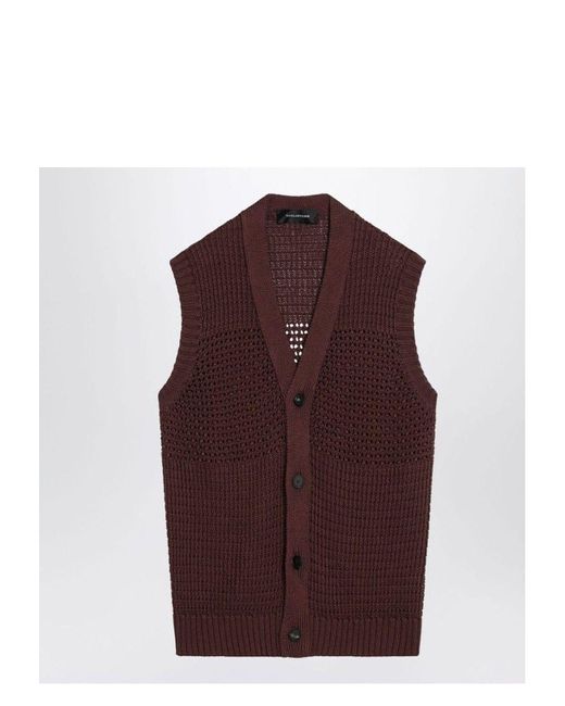 Tagliatore Purple Perforated Cotton Vest for men