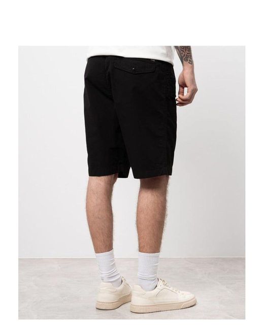 C P Company Black Microreps Cargo Shorts for men