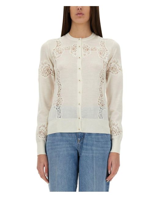 Dolce & Gabbana White Cashmere And Silk Cardigan