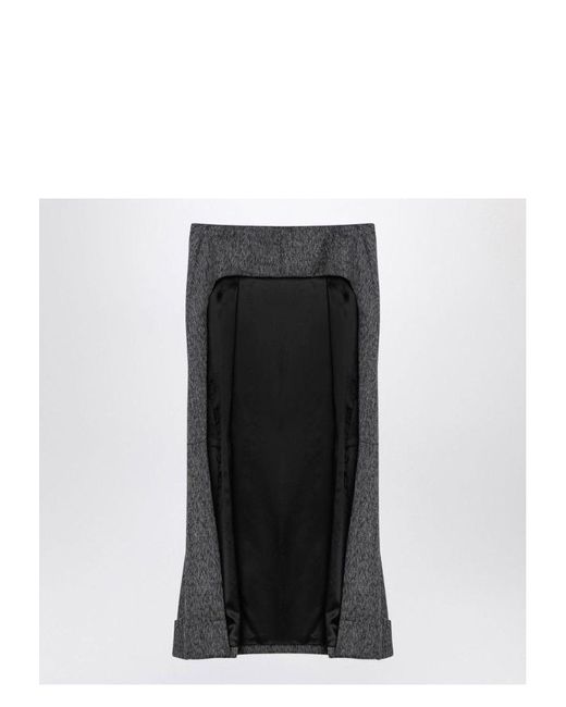 Prada Gray Wool Weave Midi Skirt