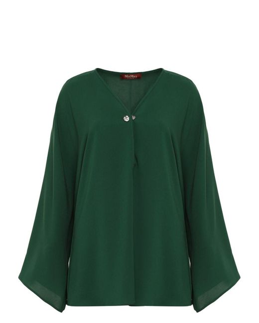 Max Mara Green Umile Cady Blouse Top