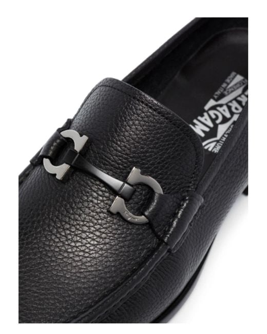 Ferragamo Black Elegant 100% Leather Moccasins Loafer for men