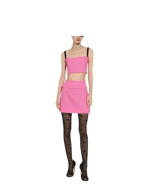 Dolce & Gabbana Pink Fuchsia Tweed Mini Skirt