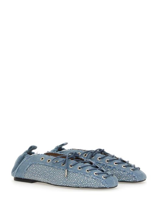 Ganni Blue Laceup Ballerina Sandal