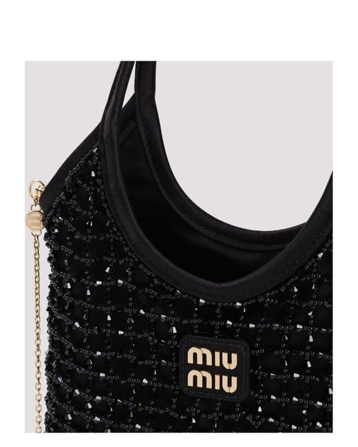 Miu Miu Black Embellished Satin Handbag