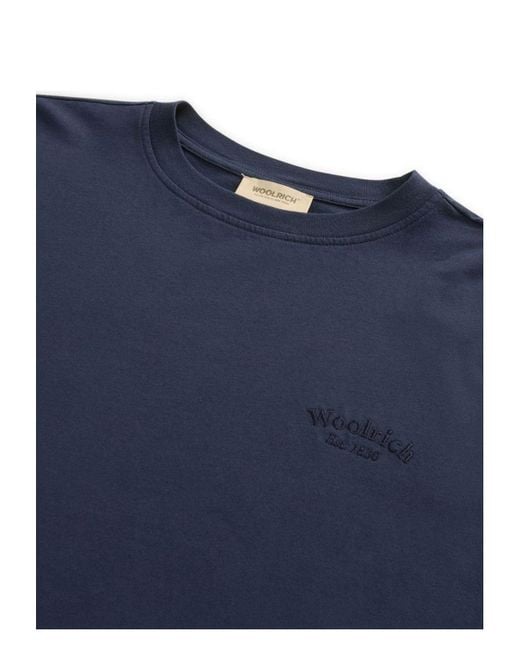 Woolrich Blue Logo Cotton T-Shirt