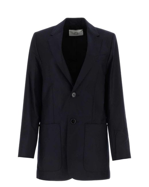 AMI Blue Midnight Wool Blazer