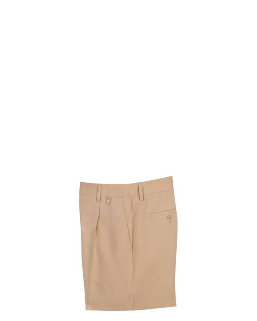 Burberry Natural Shorts With Pleats
