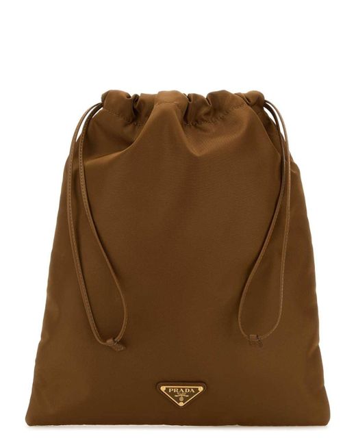 Prada Brown Biscuit Fabric Pouch