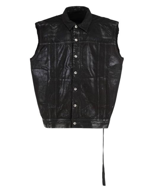 Rick Owens Black Denim Vest for men