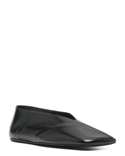 Jil Sander Black Leather Ballet Flats