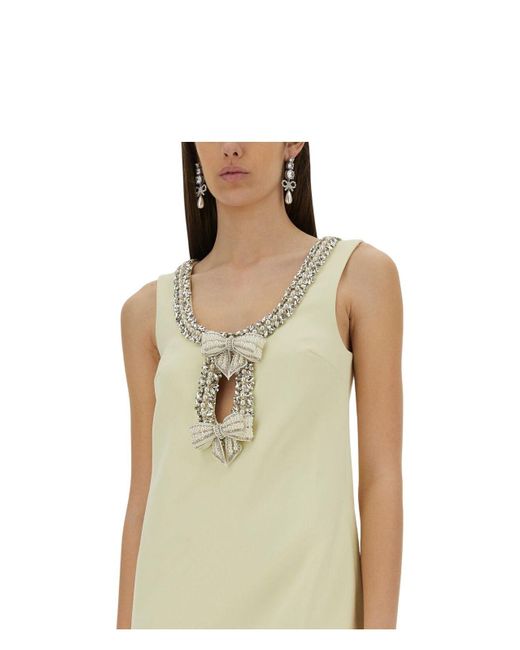Self-Portrait Natural Crepe Bow Detail Mini Dress