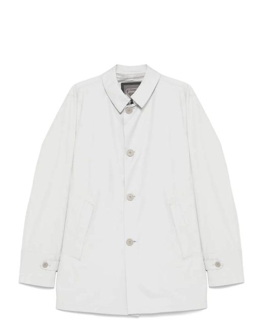 Herno White Woven Raincoat for men