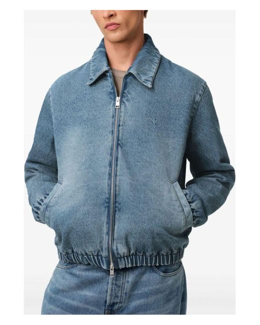 AMI Blue Adc Zipped Jacket for men