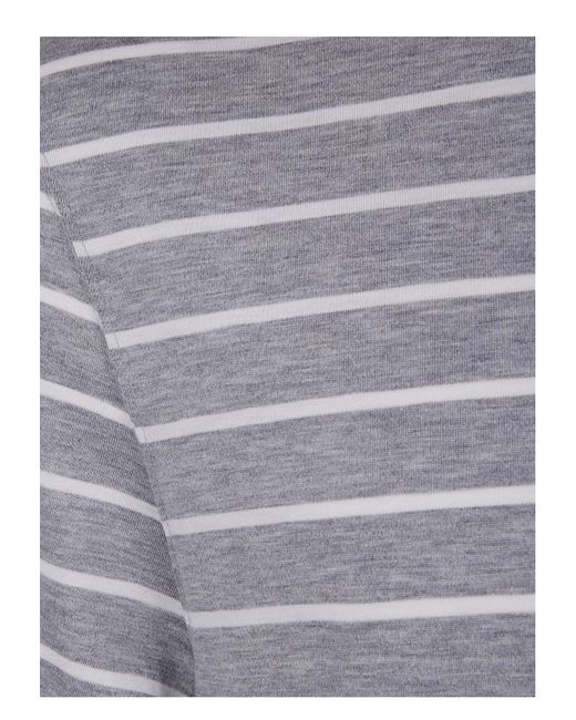Brunello Cucinelli Classic Stripes T-Shirt Shirt in Gray for