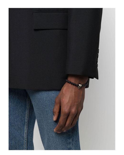 Alexander McQueen Black Skull Bracelet With Pearls for men