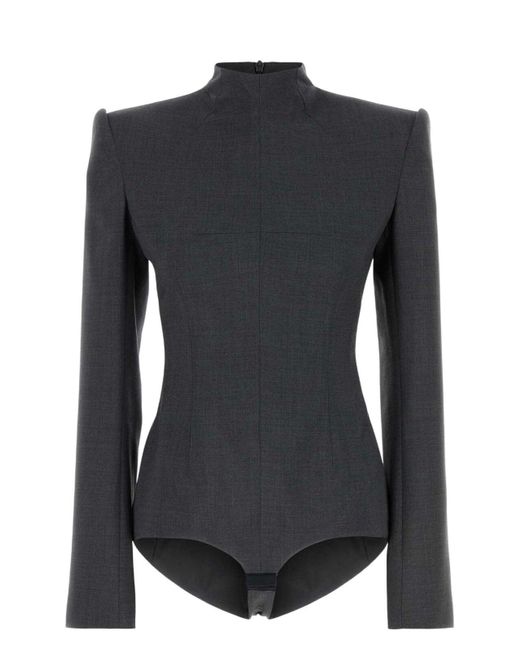 Max Mara Black Dark Wool Giuda Bodysuit