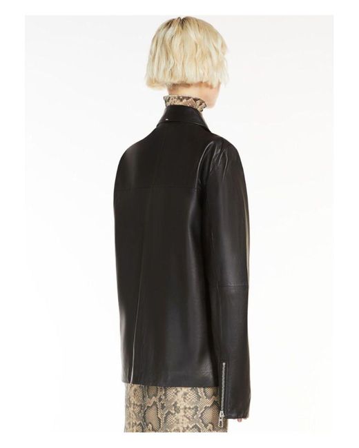 DT★Max Mara★GEL ラムレザージャケット Max Mara Gel Leather Jacket in Black | Lyst