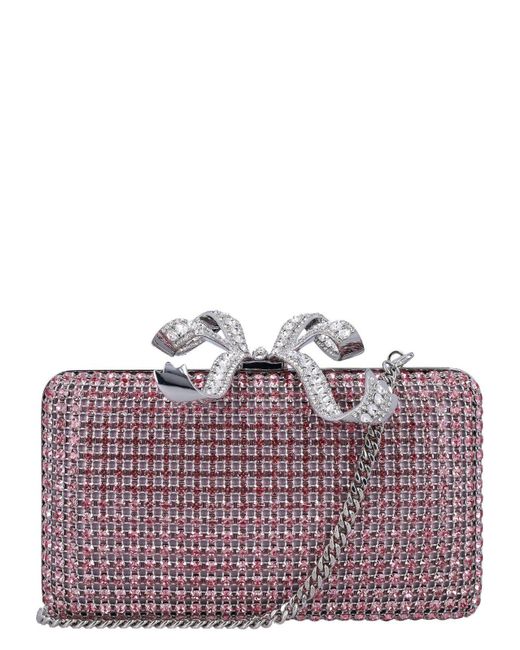Self-Portrait Purple Crystal Box Clutch