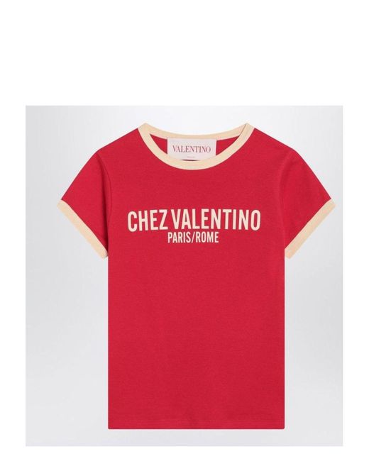 Valentino Red T-Shirt With Chez Print