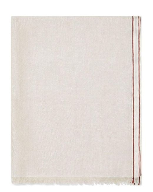 Brunello Cucinelli Natural Silked And Linen Fringed Scarf for men