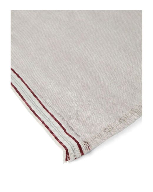 Brunello Cucinelli Natural Silked And Linen Fringed Scarf for men