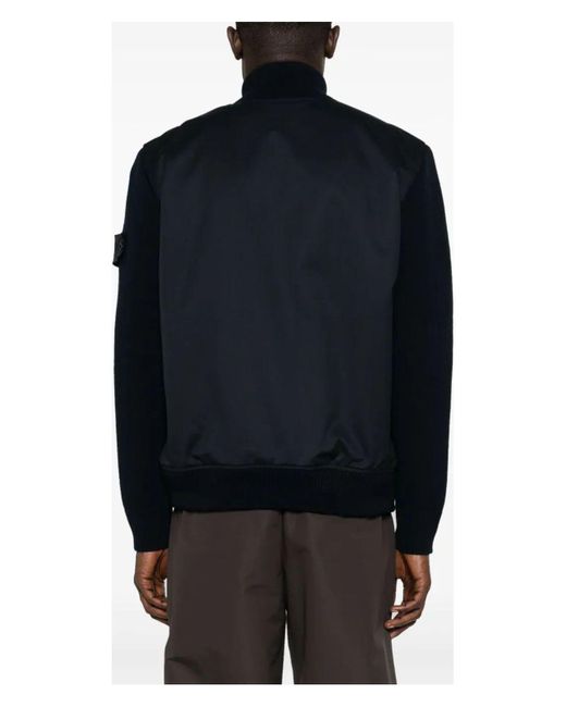 Stone Island Blue Panelled Bomber Jacket for men