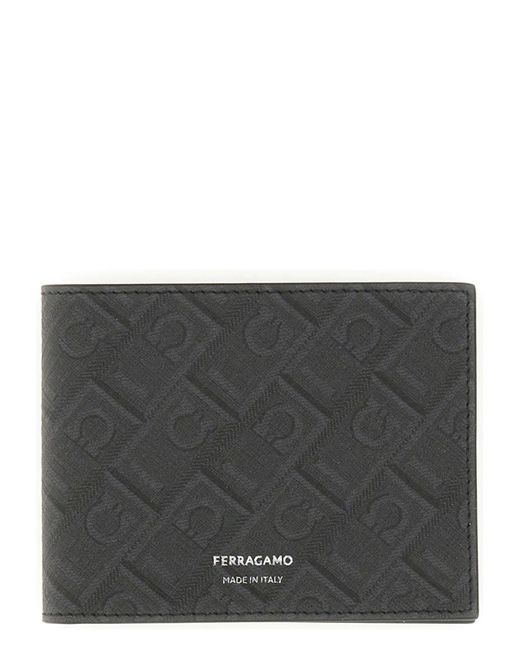 Ferragamo Gray Monogram Logo Wallet for men