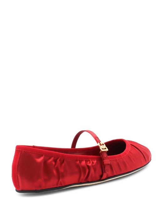 Dolce & Gabbana Red Satin Ballet Flats