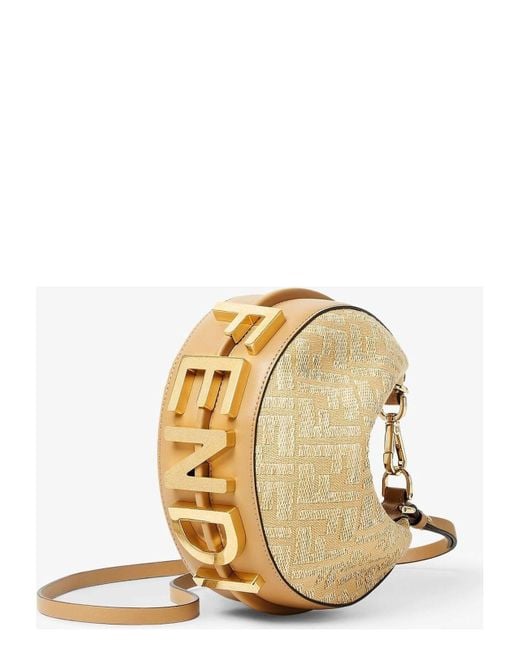 Fendi Jacquard Fabric Mini Graphy Hobo Bag With Raffia Ff in