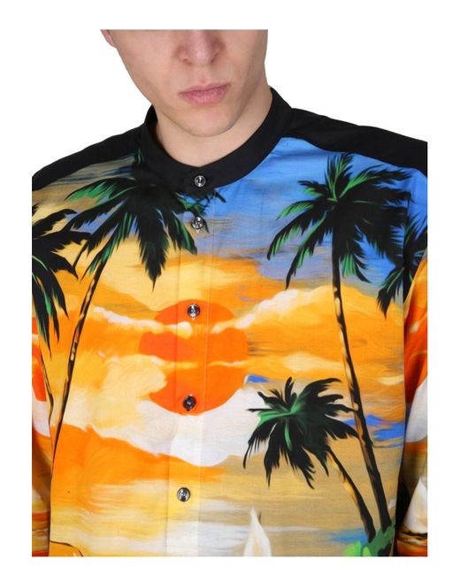 Dolce & Gabbana Orange Hawaii Print Shirt for men