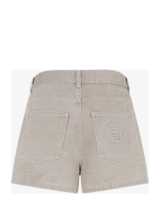 Fendi Gray Roma Flared Denim Shorts