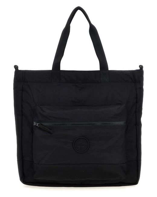 Stone Island Black Tote Bag for men