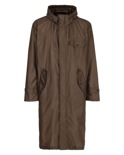 Herno Brown Hooded Techno Fabric Raincoat for men