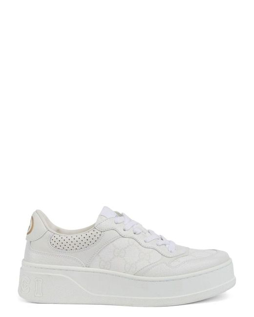 Gucci White Chunky B Leather Sneakers