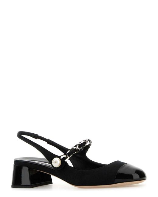 パンプス MIU MIU Black Canvas And Leather Pumps Miu Miu Canvas And Leather Pumps in Black | Lyst