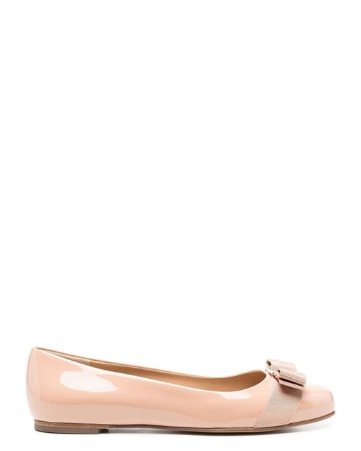 Ferragamo Pink Varina Leather Ballet Flats