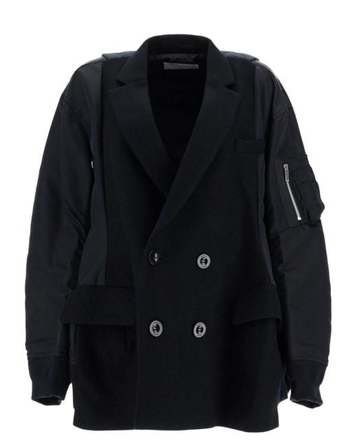 コート Sacai Wool Melton X Nylon Twill Quilted Coat Wool Melton X Nylon Twill Quilted Coat - Beige / Khaki