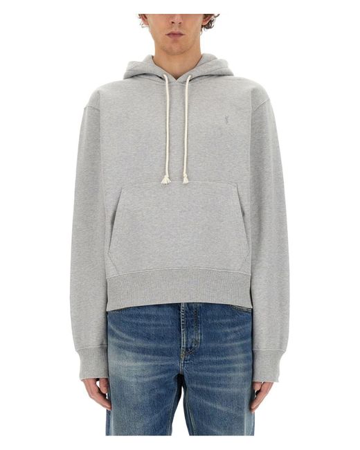 Saint Laurent Gray Cassandras Hoodie for men