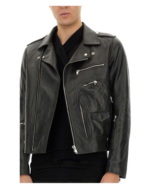 Rick Owens Black Leather Brad Jacket for men