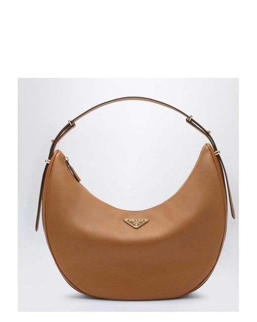Prada Brown Arqué Caramel Large Leather Shoulder Bag