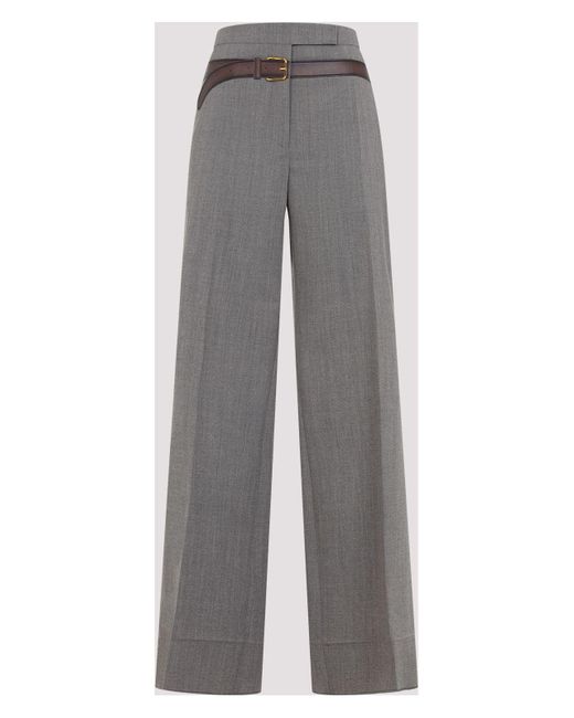 Prada Gray Wool And Polyester Pants