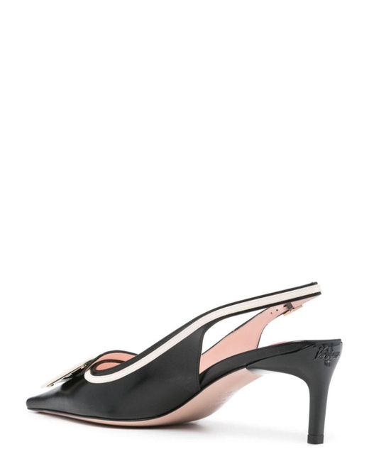 Roger Vivier Black Viv' Canard Leather Slingback Pumps
