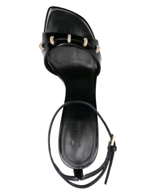 サンダル・ミュール GIVENCHY Black leather Stitch sandals (BE308JE20X 001) GIVENCHY Black leather Stitch sandals (BE308JE20X 001