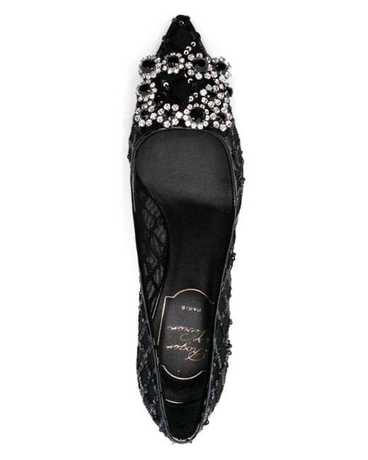 Roger Vivier Black Flower Strass Pumps