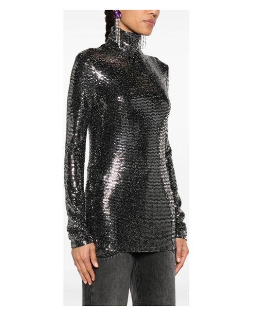 Isabel Marant Black Joyela Shiny High-Neck Top