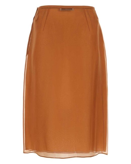 スカート Prada Copper Organza See-Through Skirt Prada Copper Organza See-Through Skirt in Orange | Lyst